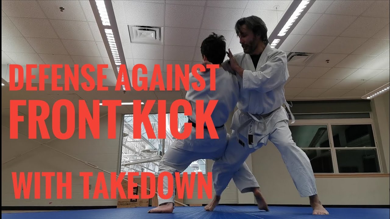 Front Kick Defense with Takedown