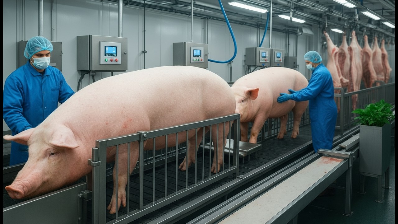 Inside a MEGA Pork Factory 🏭 Modern Meat Production from Farm to Table