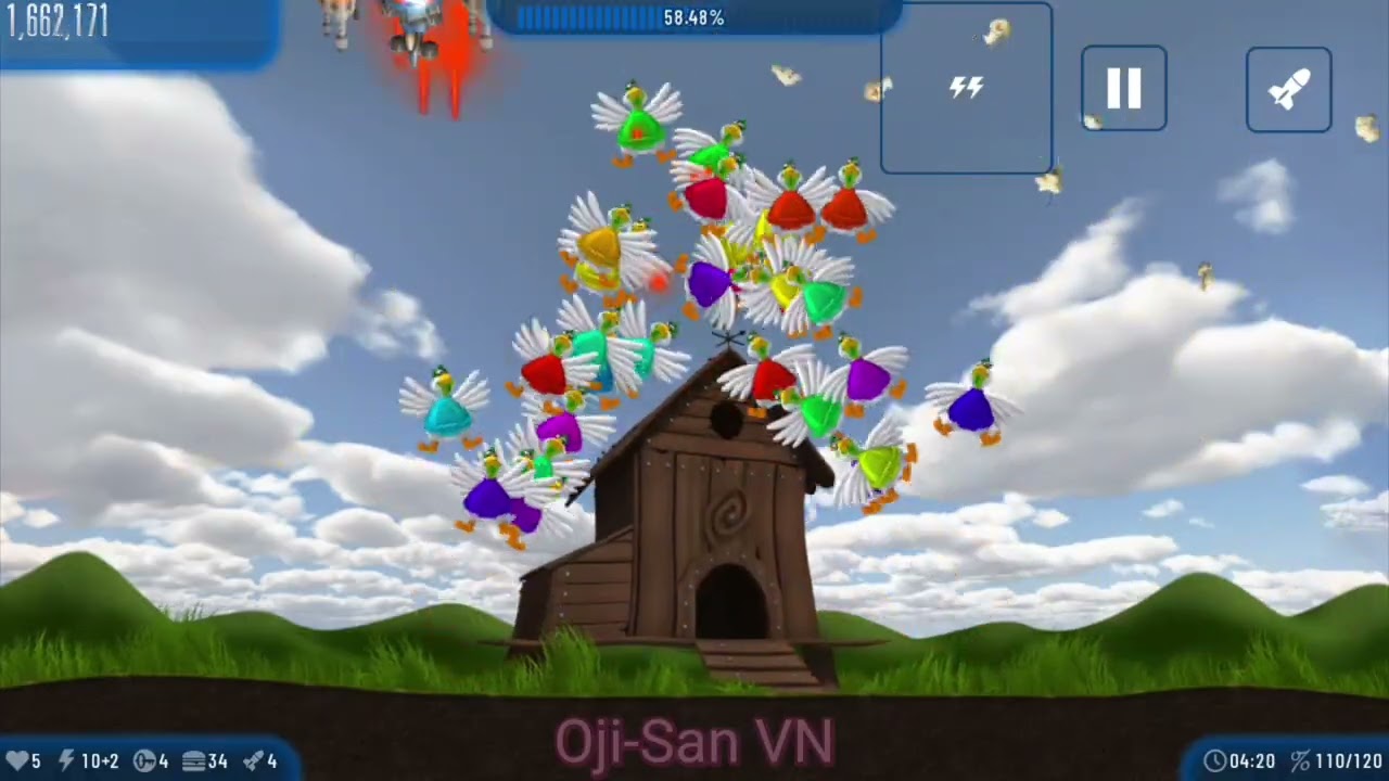 Oji-San VN || Chicken Invaders 5 DLC || Boss Fly the Coop With Weapons Moron Railgun || No Damage