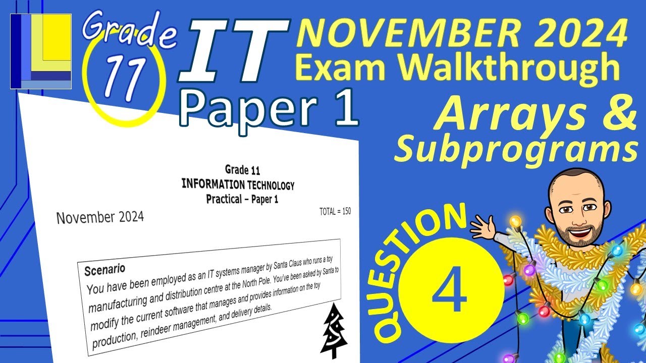 Information Technology Grade 11 Paper 1 November 2024 Q4 - Subprograms & Arrays