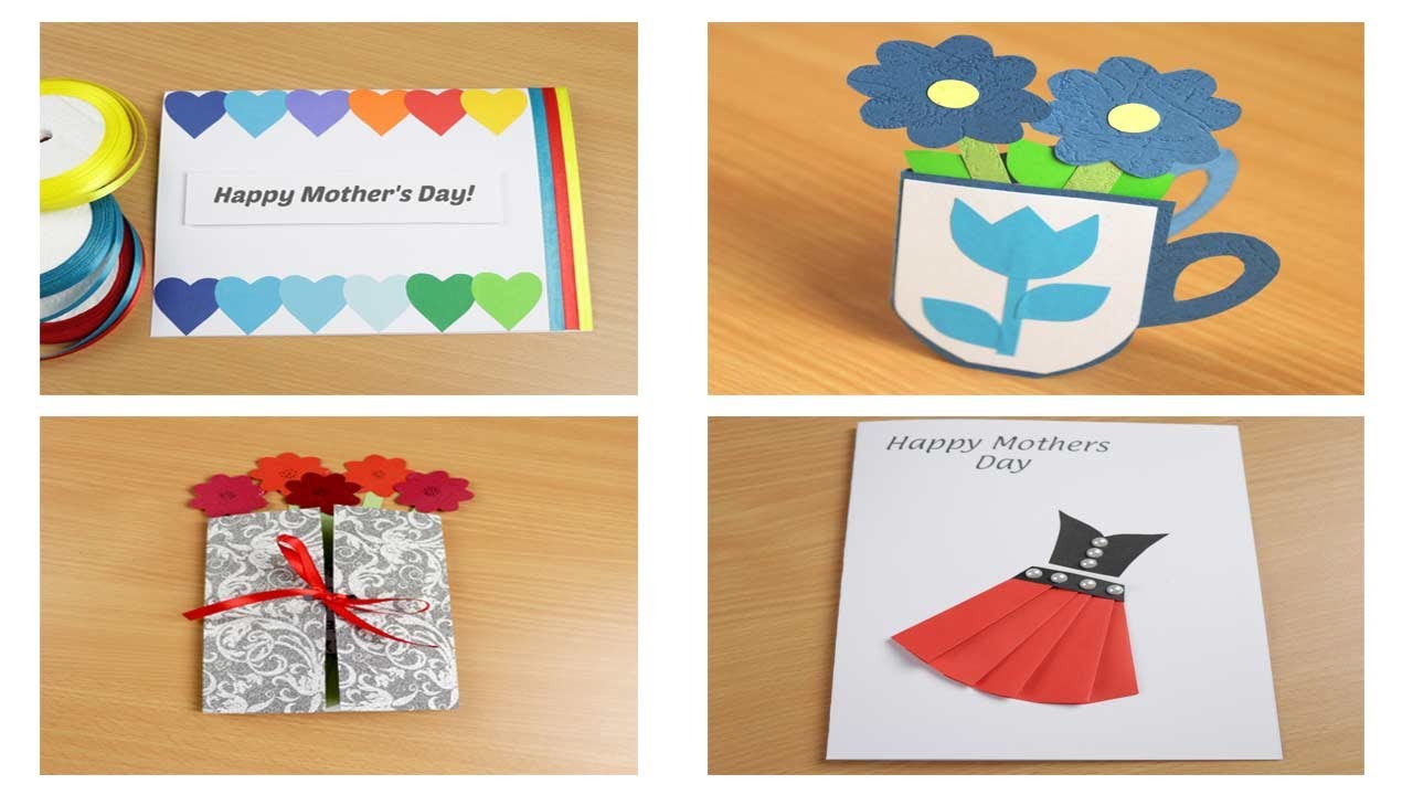 4 DIY Mother's Day greeting cards/Easy and Beautiful card | ทำการ์ดวันแม่ 4 แบบน่ารักๆ