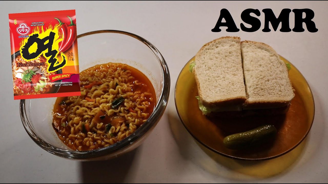 OTTOGI YEUL RAMEN SUPER SPICY, SANDWICH & PICKLE ASMR MUKBANG