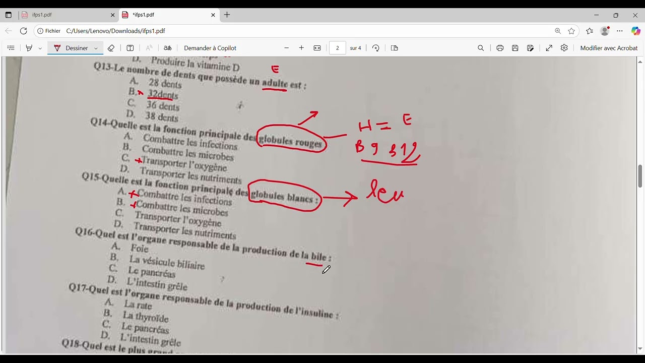 Correction examen IFPS. Partie 1 تصحيح إمتحان في الميدان الصحي 