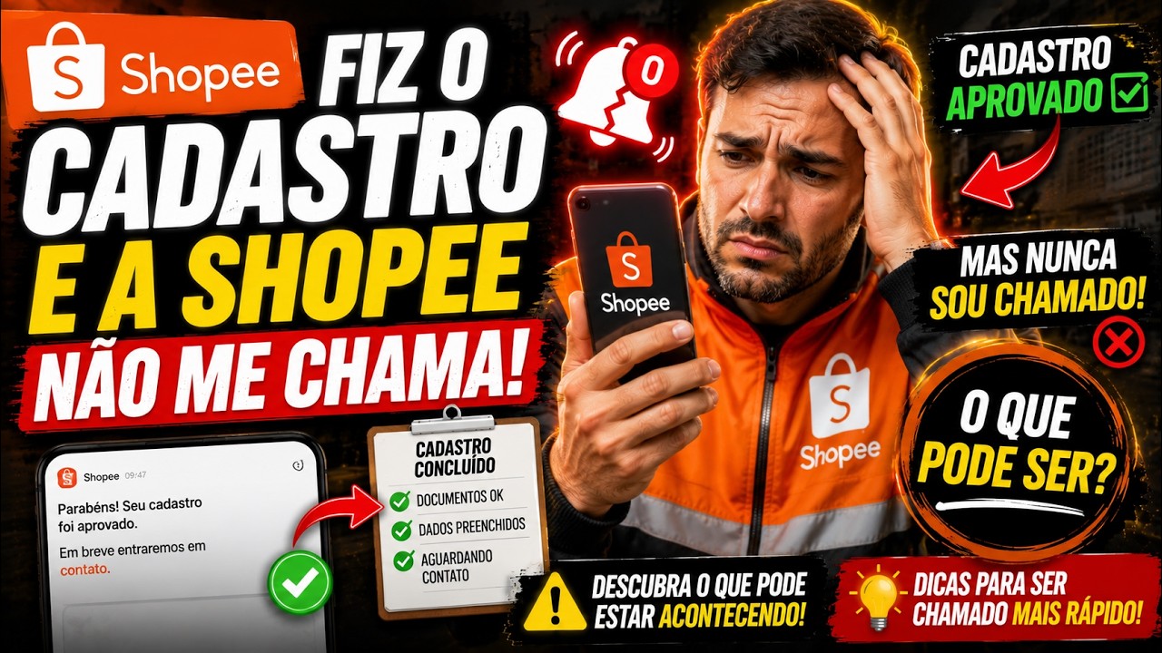 A SHOPEE NÃO ME CHAMA - O QUE FAZER? #entregador #shopee #cadastro #entregas