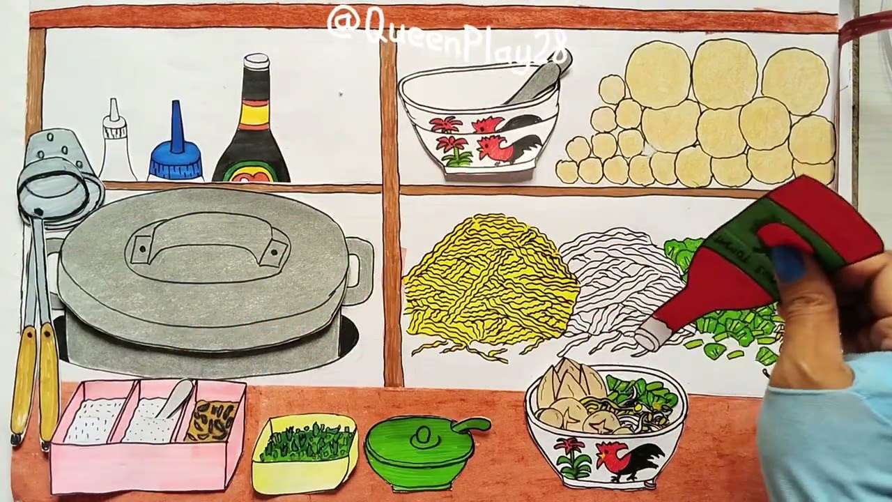 [👑paper play👑] Mie Bakso kuliner Indonesia | mainan kertas | paper diy | paper toy | paper play