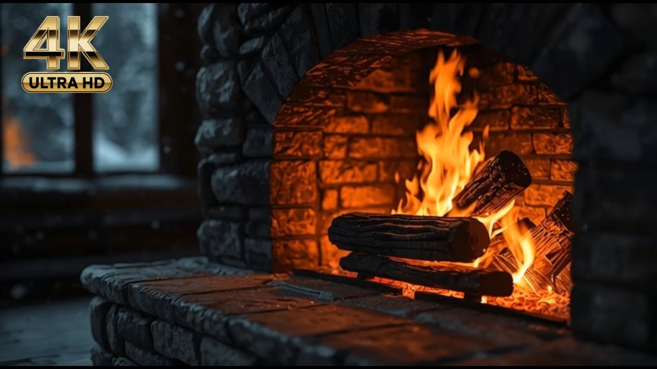 4K Fireplace Ambience • Relax • Sleep • Study