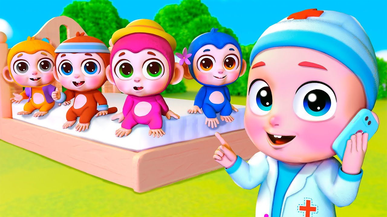 🐵 Five Little Monkeys and Dino + MORE | 🌈 Bubbleee - Sing Along & Learn!🌟