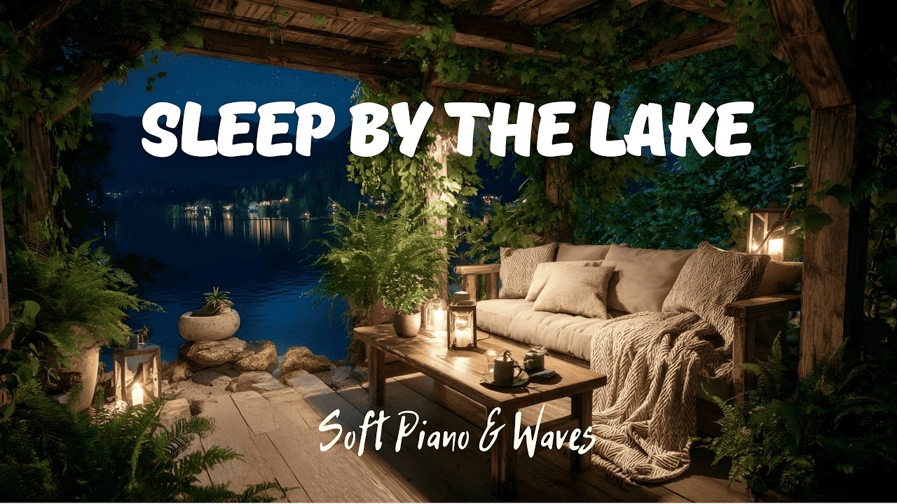 Deep Sleep Piano with Lake Waves 🌙 Calm Night Water Ambience