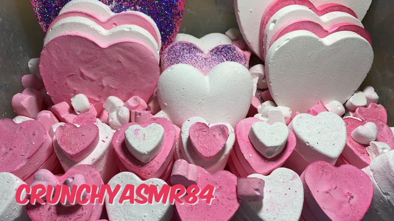 Pink & White Hearts | Gym Chalk Crush | Sleep Aid | Oddly Satisfying | ASMR
