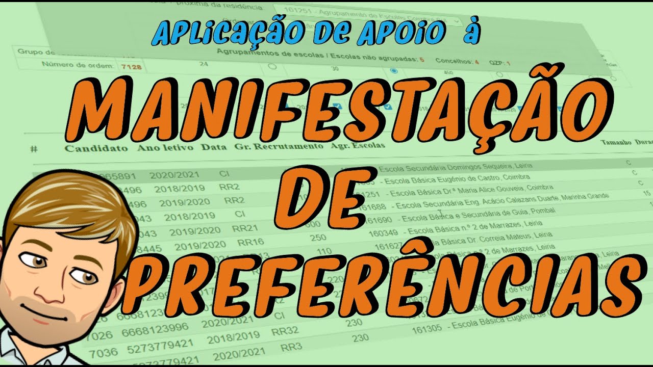 Tutorial Breve da aplicação de apoio à MANIFESTAÇÃO DE PREFERÊNCIAS