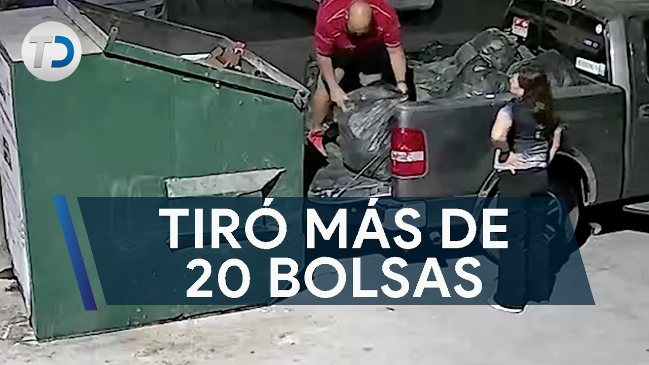 Captan a hombre tirando 20 bolsas de basura; contenedor es exclusivo