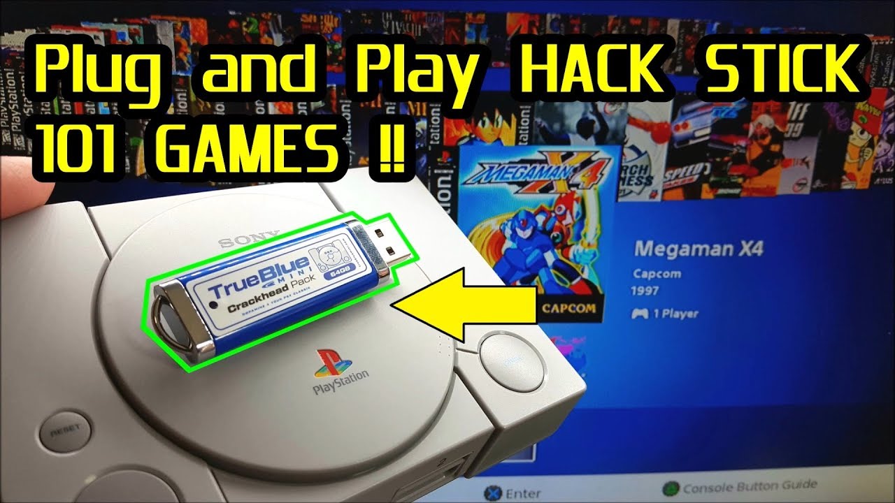 True Blue Mini Hack Stick 101 games for the PlayStation Classic ; Plug and Play !