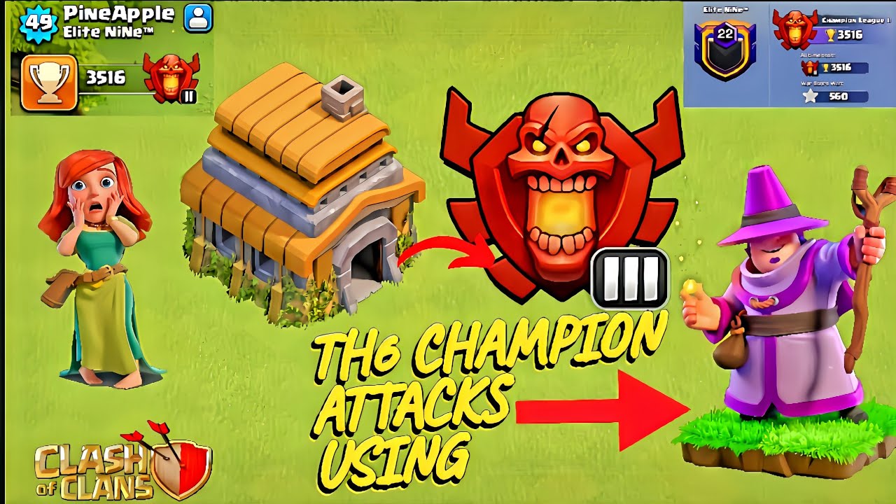 Th6 Champion League-|| Attacks/Th6 New Pushing Attack Strategy Using Apprentince Warden#clashofclans