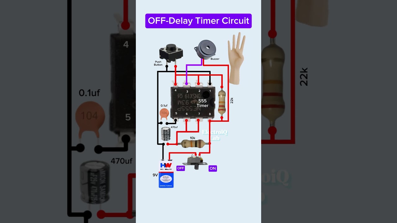Timer Circuit |555 Timer OFF Delay Circuit | 5 Second Buzzer Delay #shorts #diy #tech #timer #555