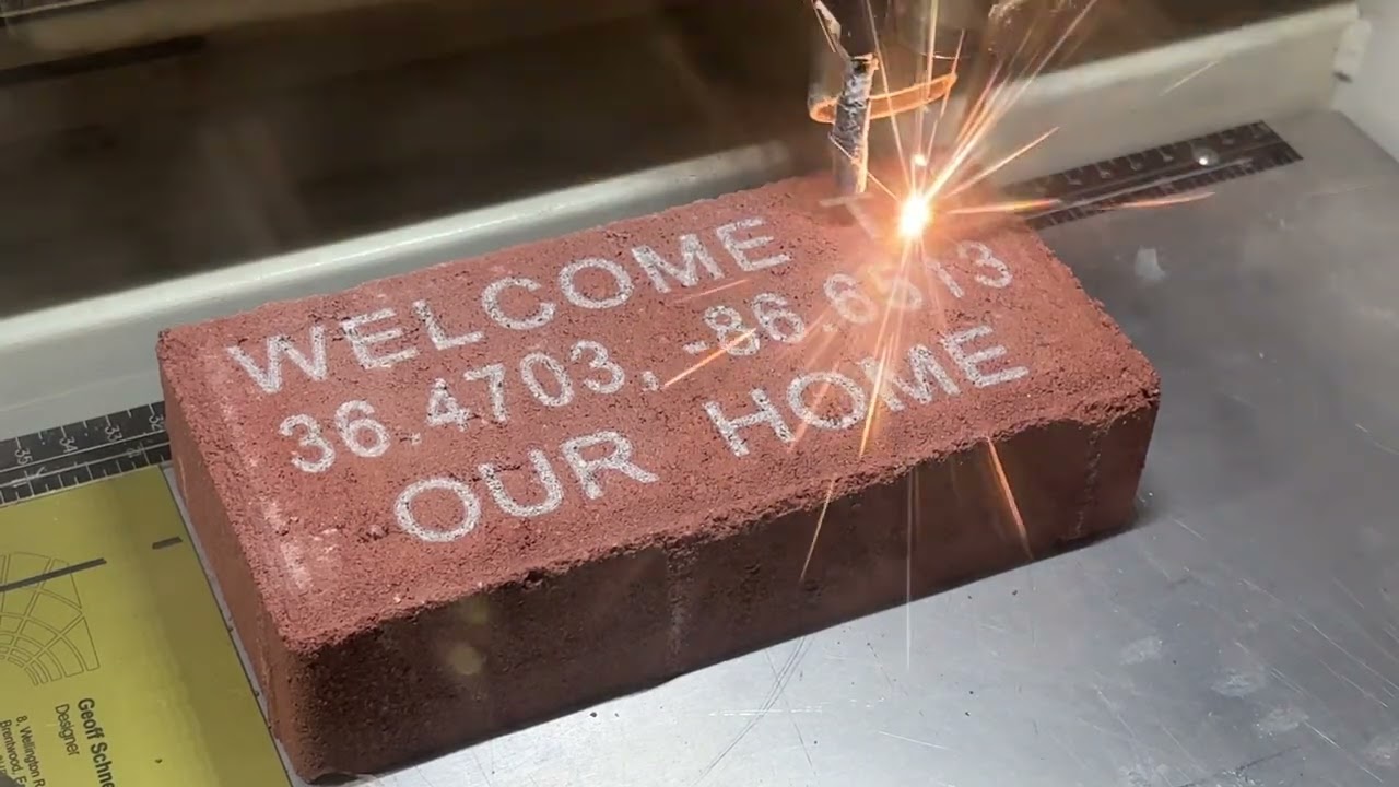 Laser engraving clay brick