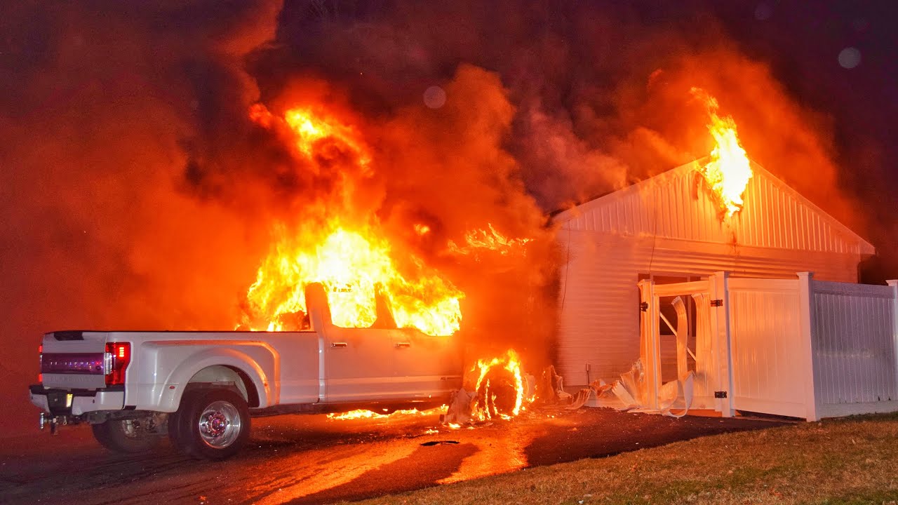 PRE ARRIVAL Truck Fire Catches House On Fire Toms River Structure Fire 2-14-24