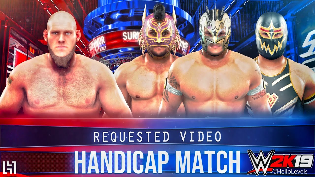 WWE 2K19 Lucha House Party vs Lars Sullivan 3 On 1 Handicap Match. Kalisto Lince Dorado Gran Metalik