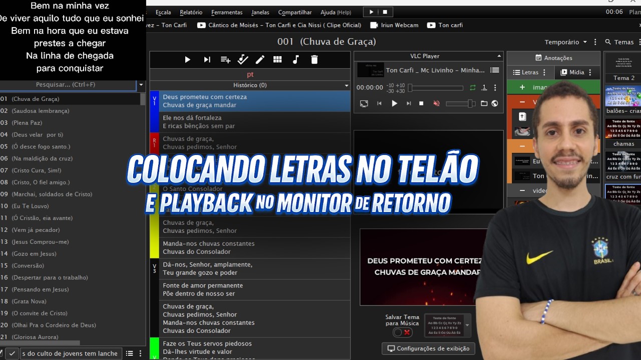 COLOCANDO LETRAS NO TELÃO E PLAYBACK NO MONITOR DE RETORNOR.