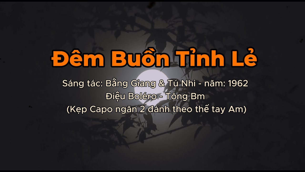 Đêm buồn tỉnh lẻ [Bm] - Lời bài hát kèm hợp âm. Nhạc nền tập guitar. (Capo ngăn 2 đánh theo Am)
