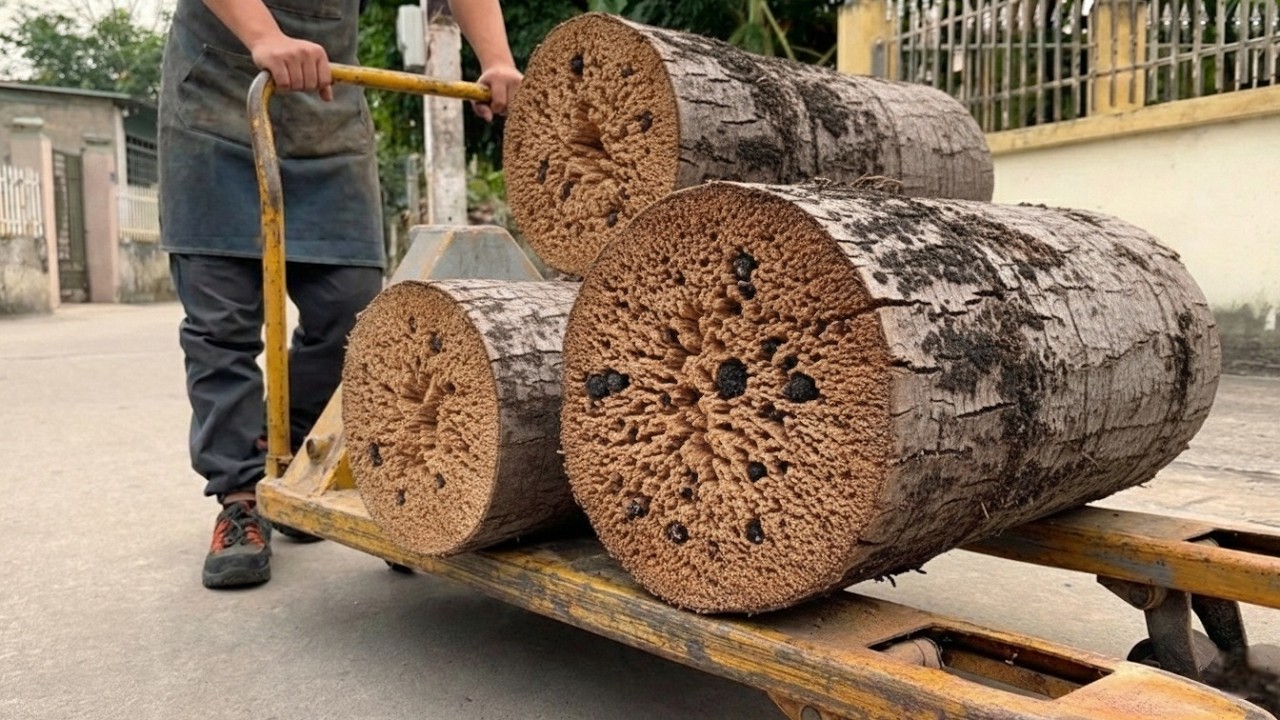 Slicing an Old Palm Tree: The Unbelievable Beauty Inside Will Amaze You!