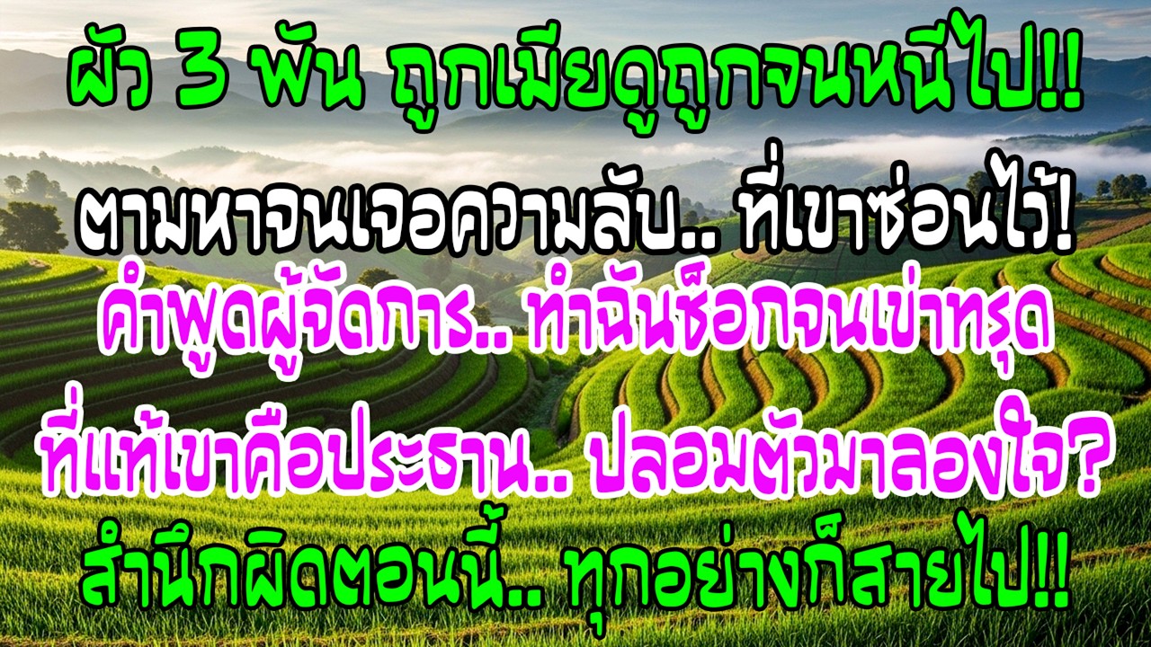 สามีเงินเดือน 3,000 อยู่บ้านฝ่ายภรรยา ถูกดูถูกหลายปี คืนปีใหม่เขาจากไป พอฉันไปหาที่บริษัทก็ช็อก