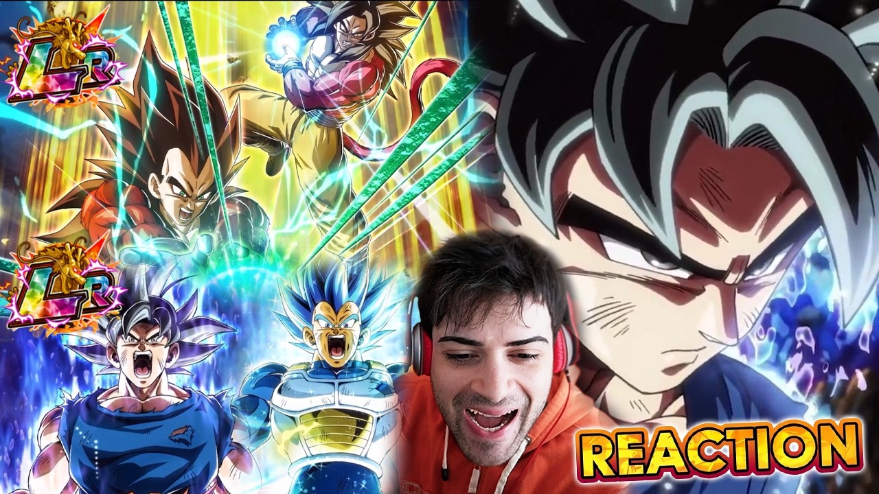 QUESTO È CINEMA!! BUDGET 1.000.000€ 😍 REAGISCO a GOKU & VEGETA SSJ4 EX vs UI + BLUE EVO EX su DOKKAN