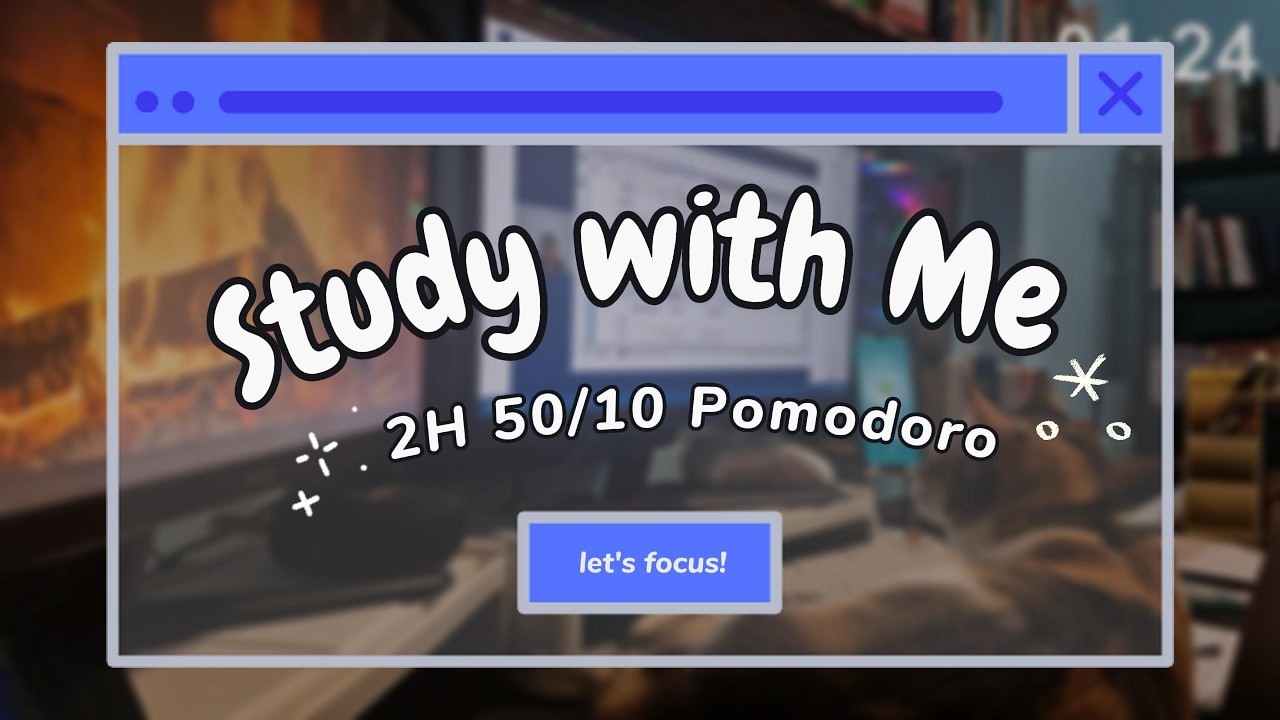Study with Me 2 Hours (50/10 Pomodoro) | Morning Deep Work with My Cat 🐈‍⬛ | No Talking