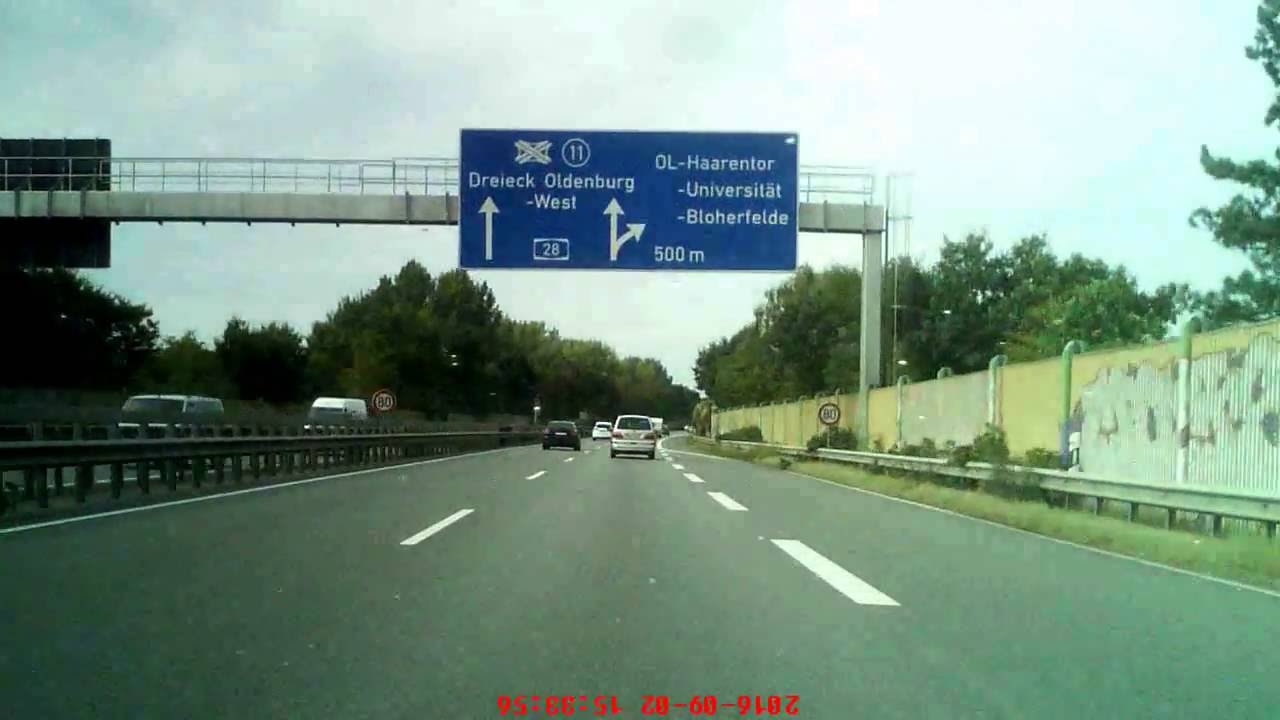 Autobahn 29 Ahlhorn Richtung Wilhelmshaven (Bedarfsumleitung U9)