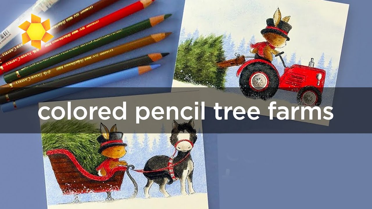 Colored Pencil Christmas Tree Farm