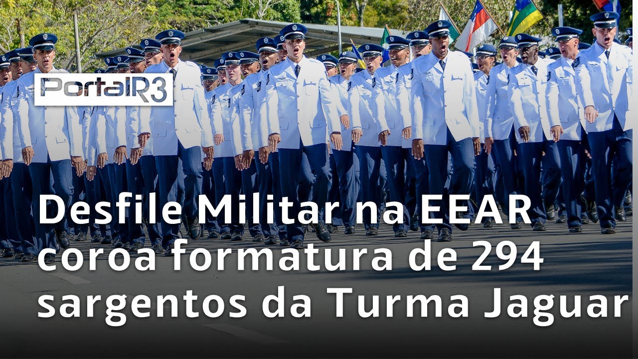 Desfile militar na formatura da Turma Jaguar 2024 da Escola de Especialistas de Aeronáutica
