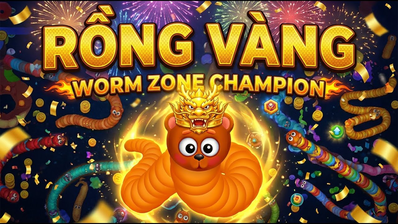 🐍WORMSZONE.IO | GIANT SLITHER SNAKE TOP 01 / Epic Worms Zone Best Gameplay! | Rồng Vàng