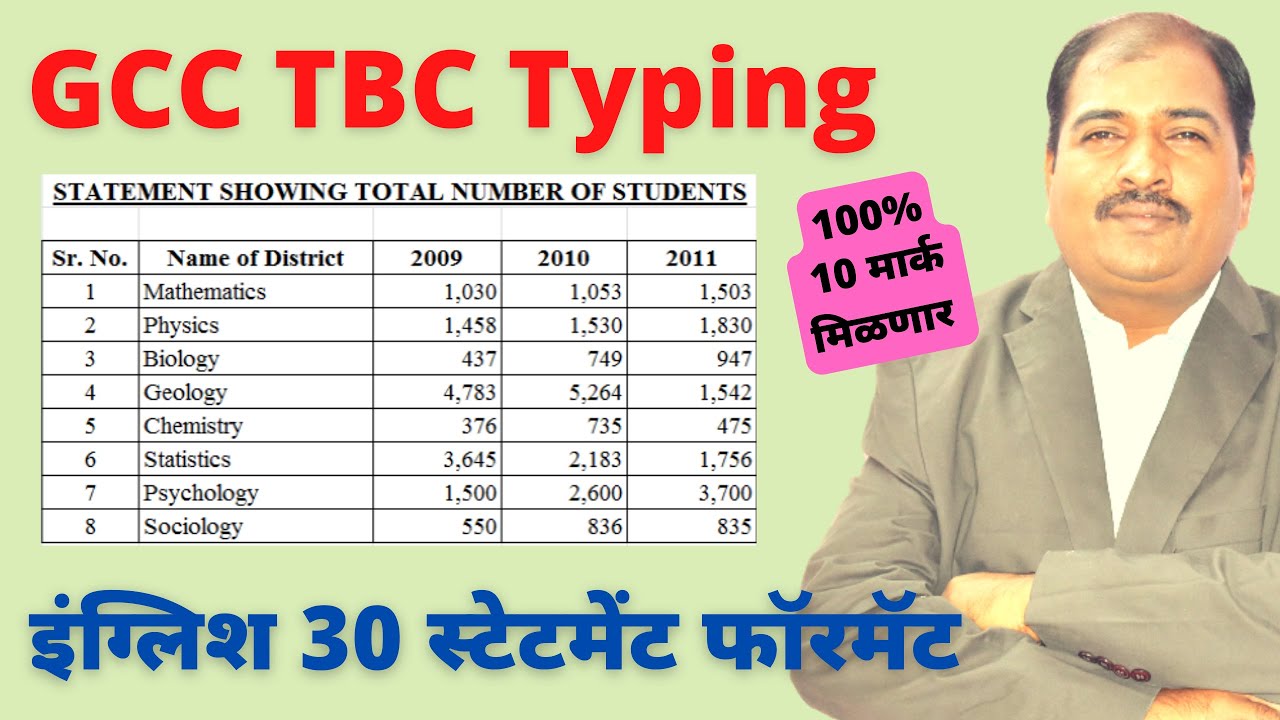 GCC TBC मध्ये इंग्लिश ची ३० स्टेटमेंट फॉरमॅट कसे करावे  | GCC TBC STATEMENT 30 WPM