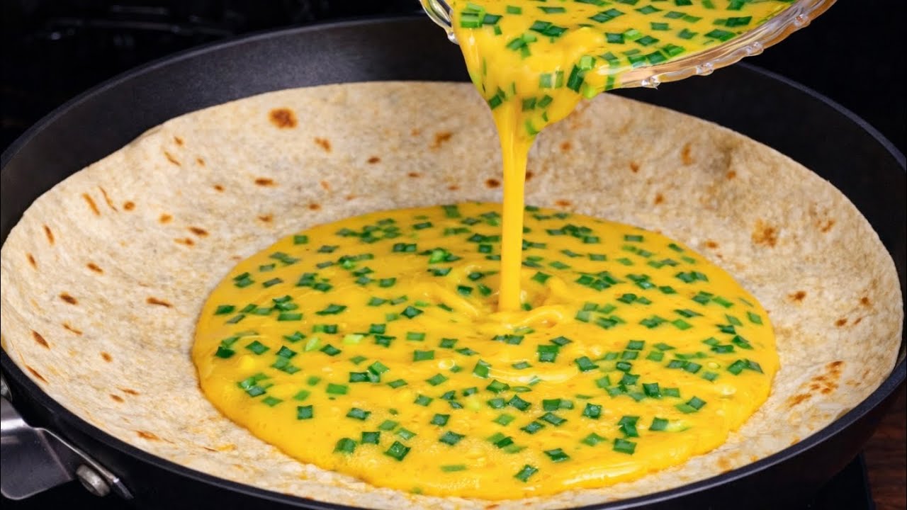 Tortilla mit Ei – schneller und einfacher als Pizza! Sehr lecker!