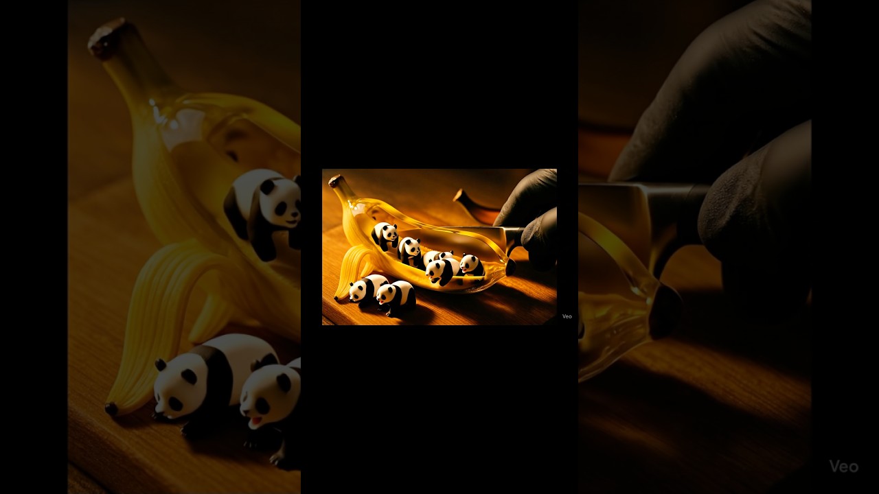 “Glass Banana Surprise: Tiny Pandas Inside? 