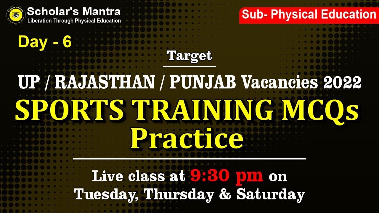 D-6 | 1 MONTH FREE CRASH COURSE | 40 SPORTS TRAINING QUESTIONS | PHYSICAL EDUCATION