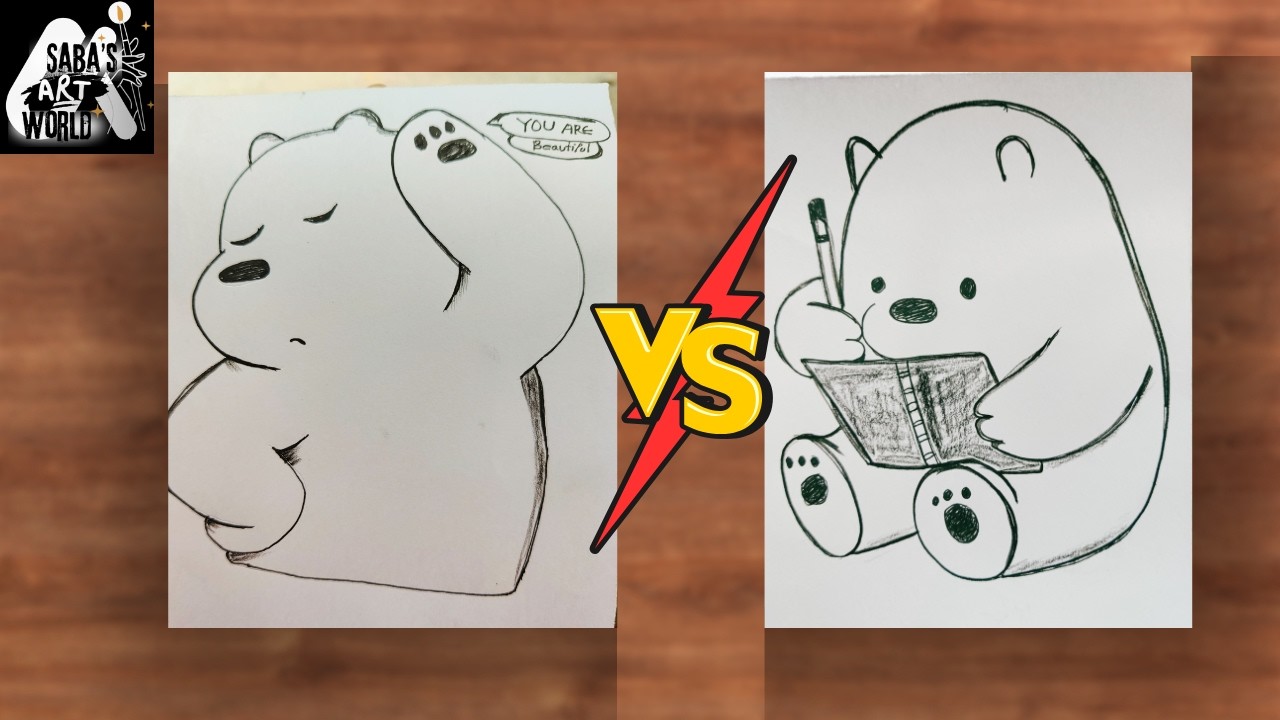 Ice Bear vs. Ice Bear: Drawing Two Different Poses! ✏️🎨We Bare Bears Drawing