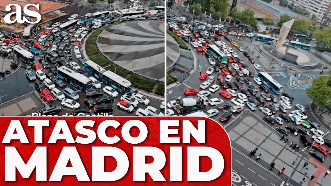 INCREÍBLE ATASCO en MADRID: COLAPSA la ROTONDA de PLAZA DE CASTILLA