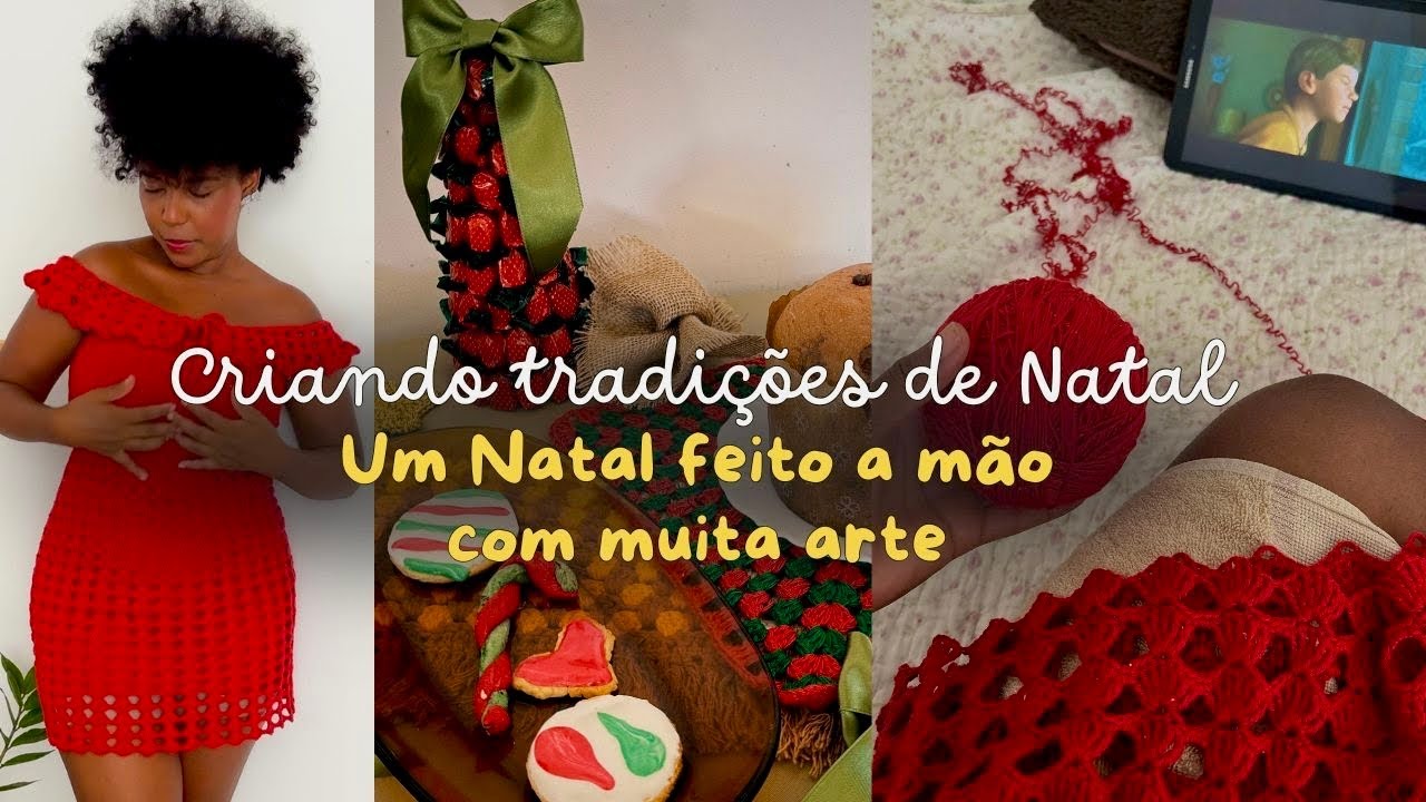 🎄🧶🎨Natal feito à mão, decoração de crochê, artesanato, biscoitos amanteigados, novas tradições
