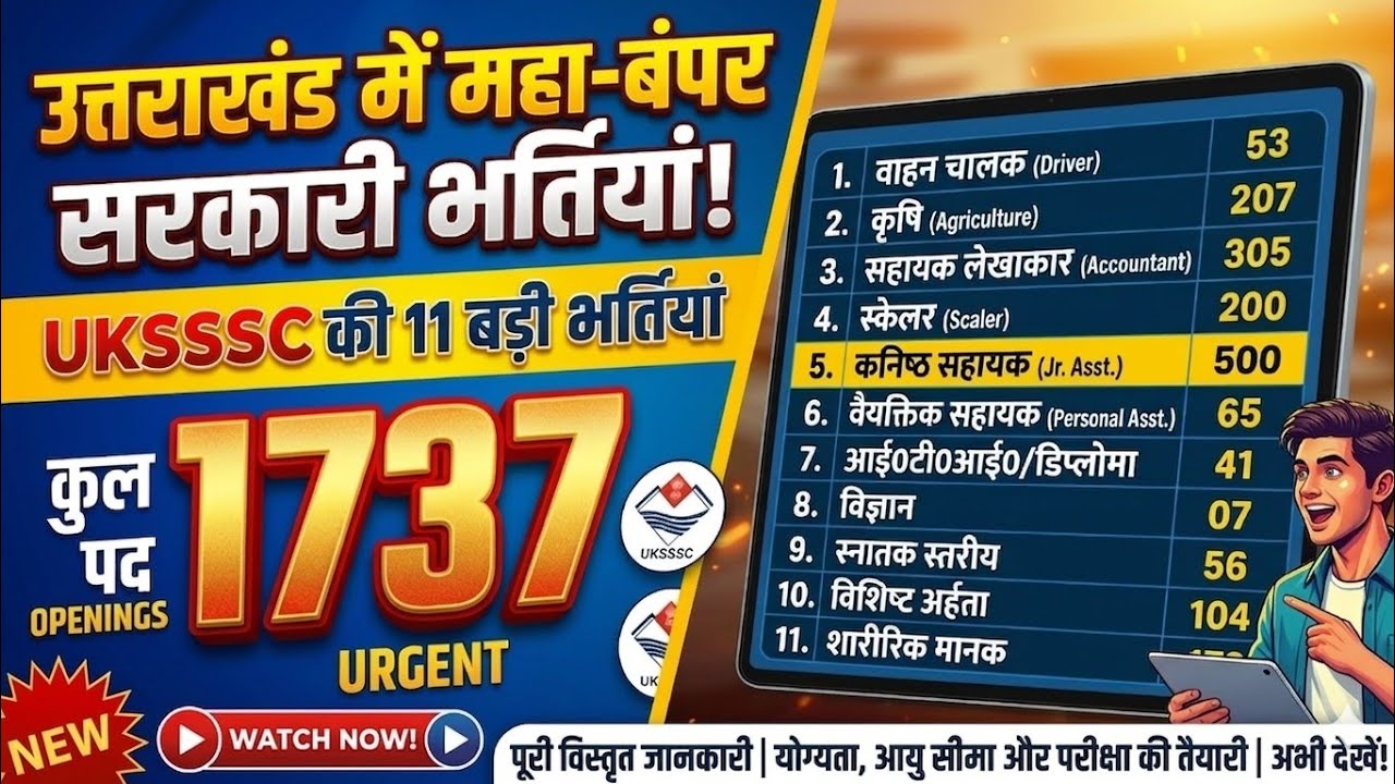 UKSSSC 1737 पदों पर नई भर्ती || UKSSSC New vacancy 2026 || Uttarakhand sarkari Naukri 2026