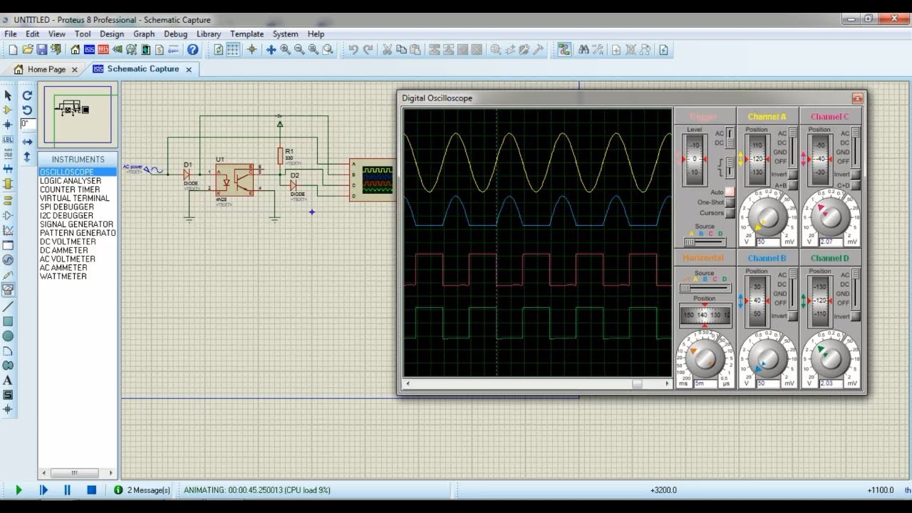 Proteus #1 - Zero Cross Detector using 4N25 Optocoupler.
