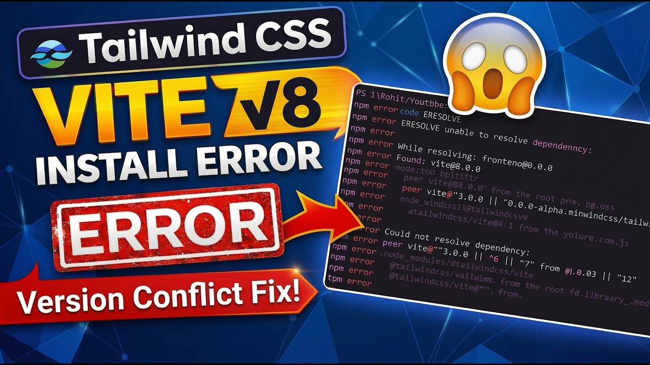 Vite v8 + Tailwind CSS Install Error Fix | ERESOLVE Dependency Conflict Solution