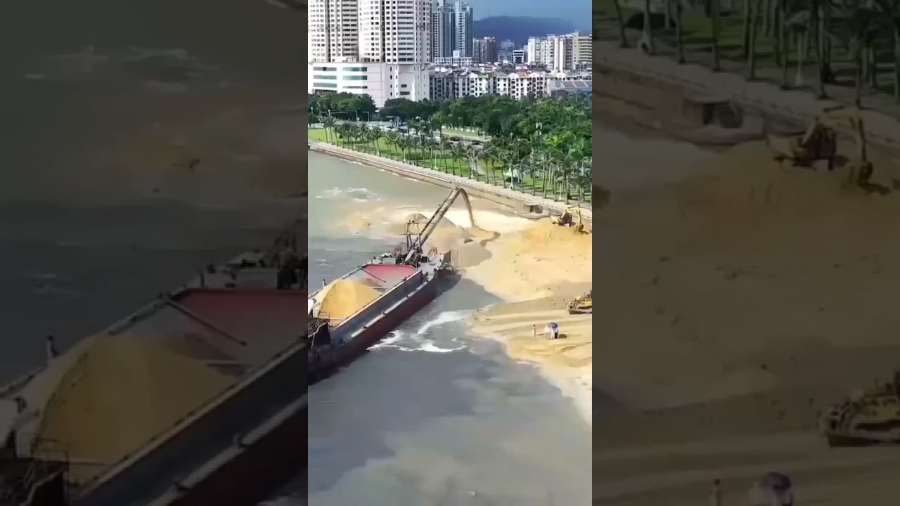 #Artificial Beach 🏖️ Construction in Zhuhai City' China😮