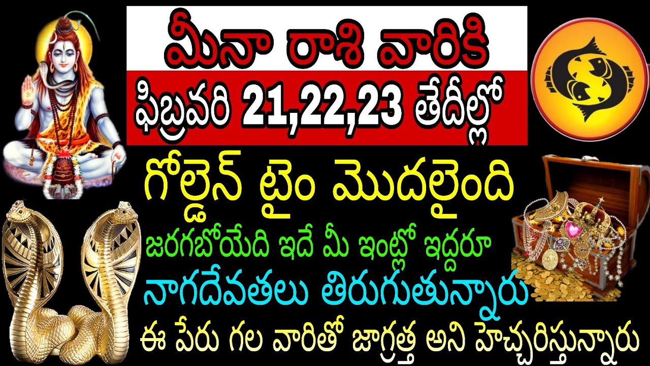 మీనా రాశి వారికి ఫిబ్రవరి 21 22 23 తేదీల్లో జరగబోయేది ఇదే మీ ఇంట్లో ఇద్దరు నాగదేవతలు తిరుగుతున్నారు