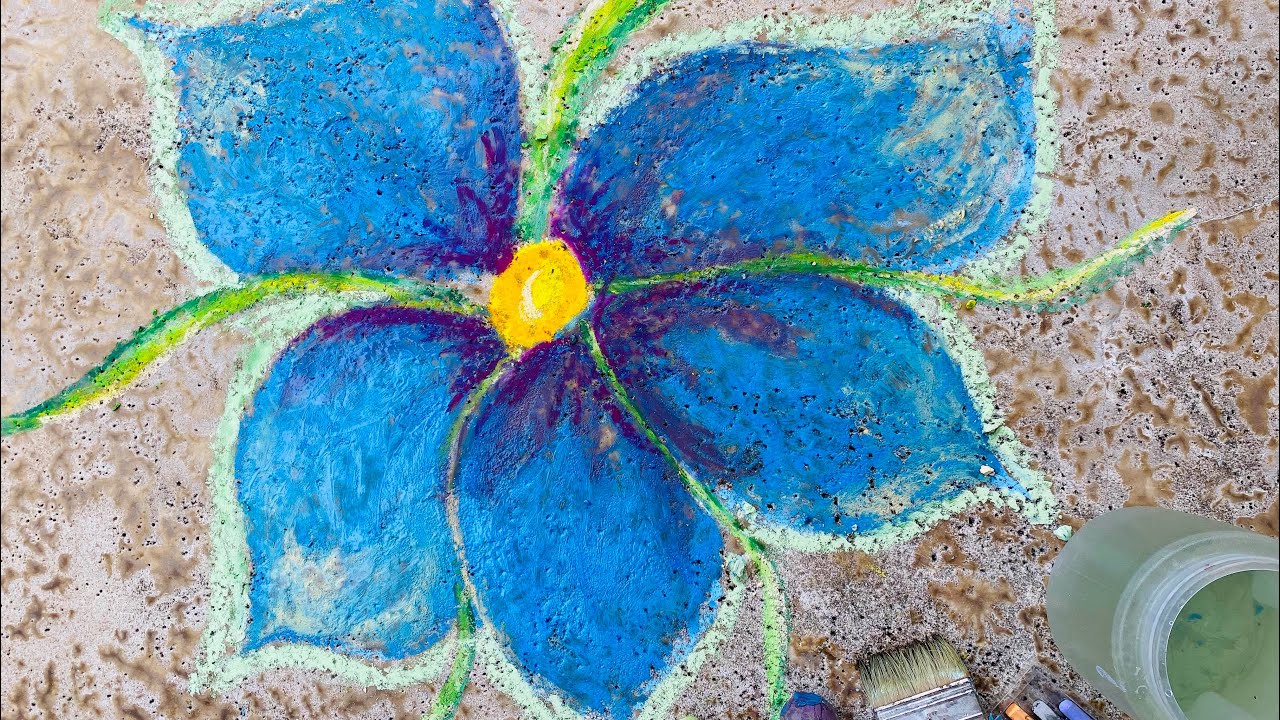 How to Draw a Flower with Sidewalk Chalk - Art Happy with Katie