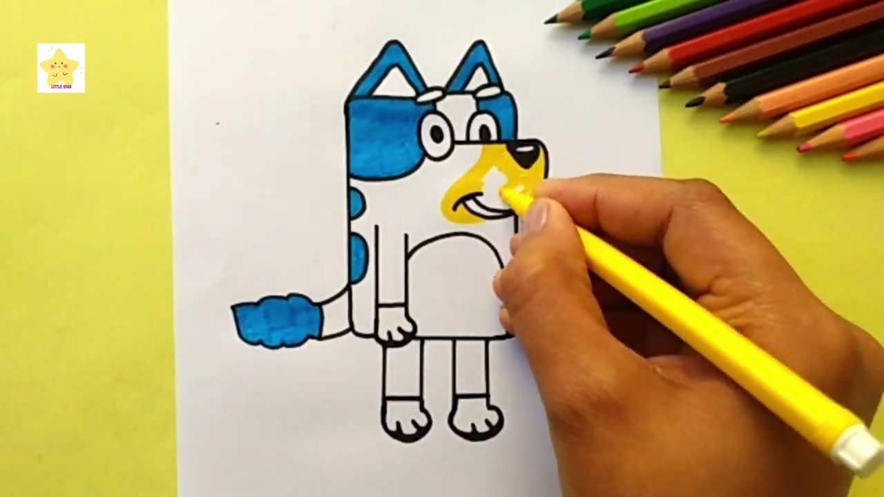 How to Draw Bluey 🐶💙 | Easy Step by Step Drawing for Kids | Little Star