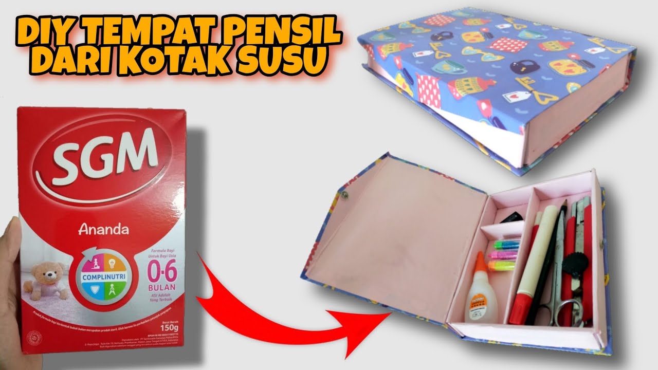 Cara Buat Kotak Pensil dari Kardus Bekas Kotak Susu || Ide Kreatif dari Barang Bekas