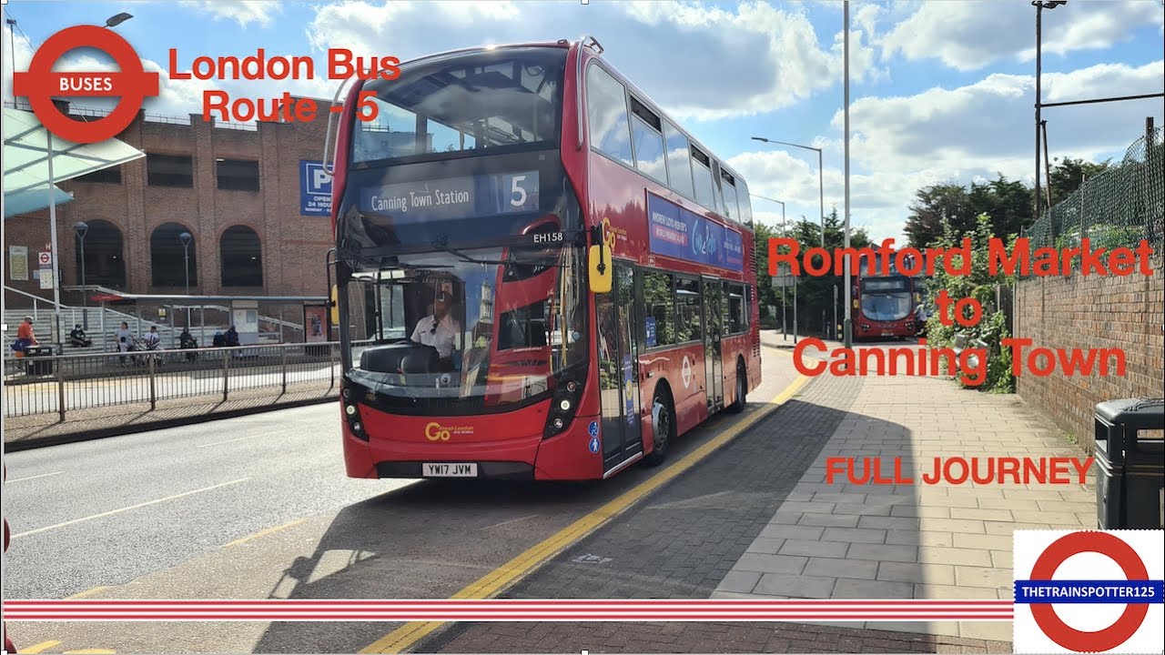 -|-FULL ROUTE VISUAL-|- London Bus Route 5: Romford Market to Canning Town (Full Journey)
