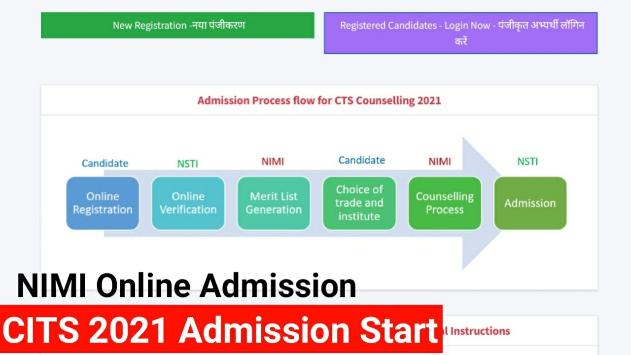 CITS/CTI Admission 2021, NIMI Online Admission