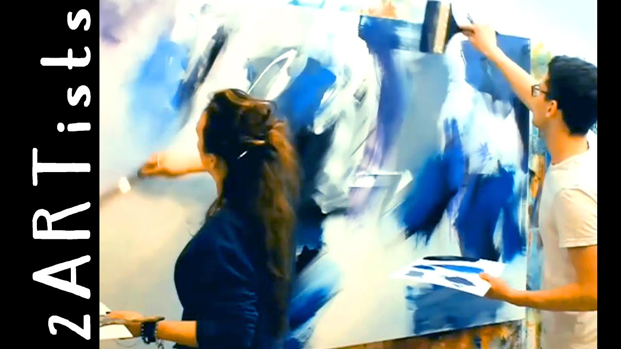 Large abstract acrylic painting demo - together one work - by zacher-finet