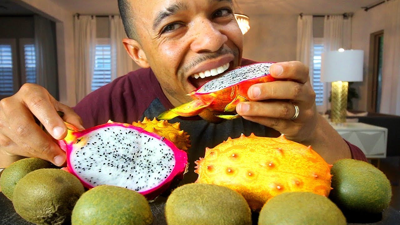 EXOTIC FRUIT TASTE TEST + BENEFITS Dragon Fruit Kiwano Horned Melon Kiwi